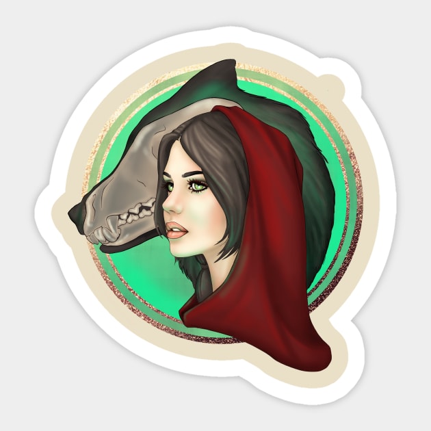 Wolf Girl - Red Riding Hood Sticker by CatAstropheBoxes